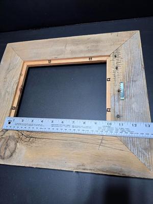 Antique wooden frame with T handle, Wood level and three candle holders