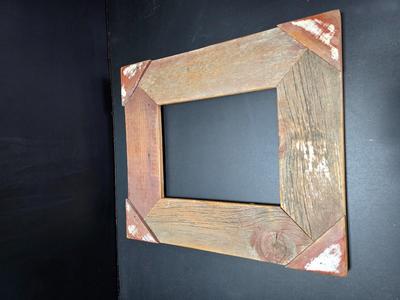 Antique wooden frame with T handle, Wood level and three candle holders