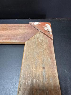 Antique wooden frame with T handle, Wood level and three candle holders