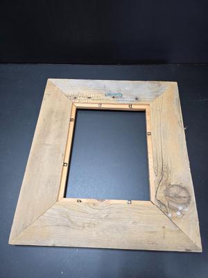 Antique wooden frame with T handle, Wood level and three candle holders