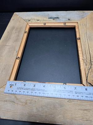 Antique wooden frame with T handle, Wood level and three candle holders