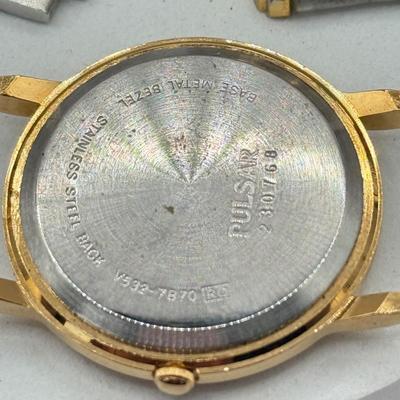 LOT 453J: Two Gruen Watches, Stauer & Pulsar Watch Faces & Links