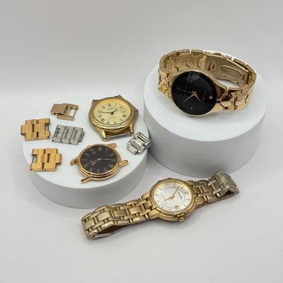 LOT 453J: Two Gruen Watches, Stauer & Pulsar Watch Faces & Links