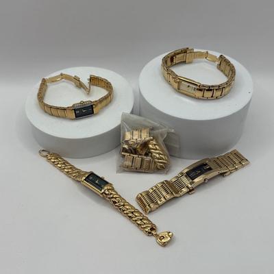 LOT 455J: Four Ladies Gold Tone Seiko Watches w/ Extra / Replacement Links