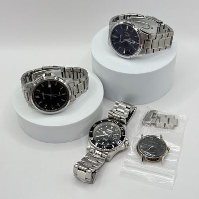 LOT 456J: Fossil Mood Watch Face w/ Men’s Watches: Seiko, Pulsar & Invicta