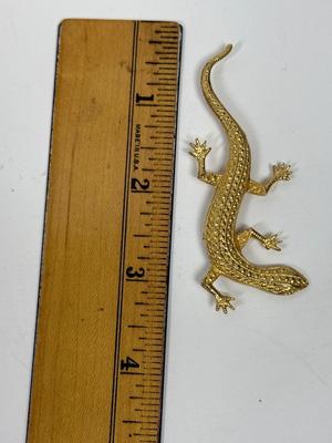Gold-Tone Lizard Brooch Pin