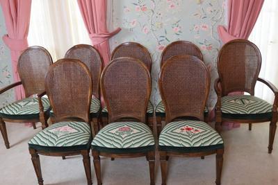 Vintage Double Cane Back Dining Chairs