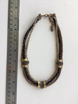 Beautiful three layer multilayer beaded brown collar necklace