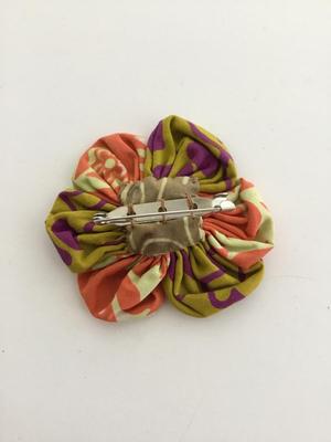 Colorful flower fabric type pin vintage