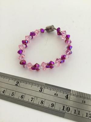 Magnetic clasp faux beaded pink and purple bracelet