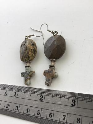Unique granite look cross earrings
