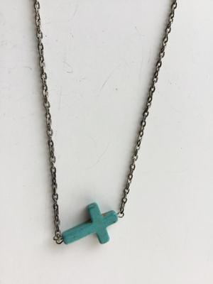 Beautiful blue cross fashion necklace