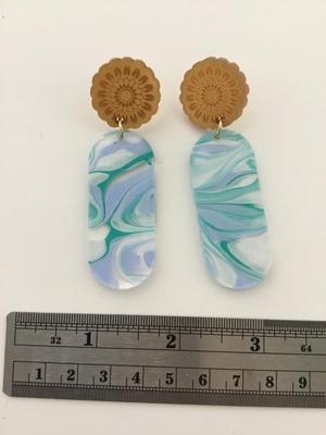Blue dangle statement earrings