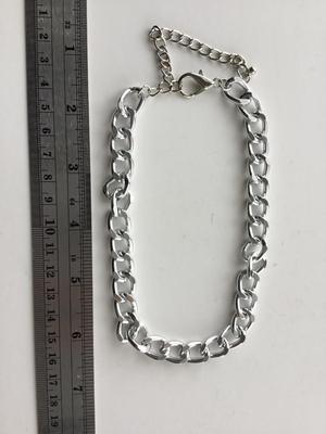 Silver tone chain link choker necklace