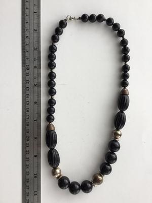 Vintage black beaded statement necklace