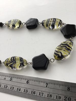 Unmarked black and green statement necklace