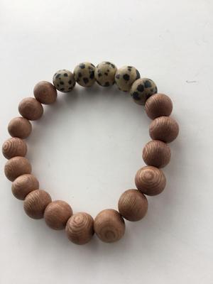 Stretchy wooden look beaded bracelet