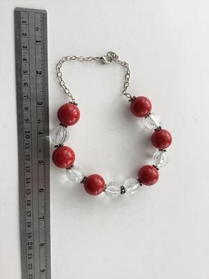 Red and clear beaded choker necklace