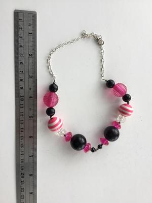 Pink and black choker beaded necklace