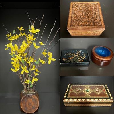 Ornate Trinket Boxes & Pyrographed Wood Planters (LR-MG)