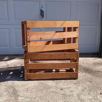 LOT 193: Set of (2) Vintage Wood Crates - Perfect Size to hold Albums