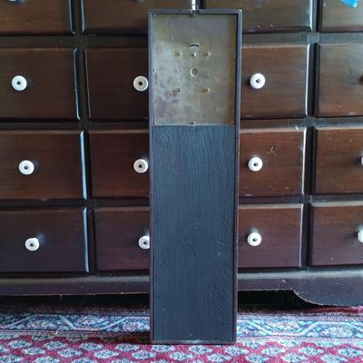 LOT 195: Ansonia Clock Co. Mirror Clock w/ Vintage Crewel Embroidery Waterfall Scene