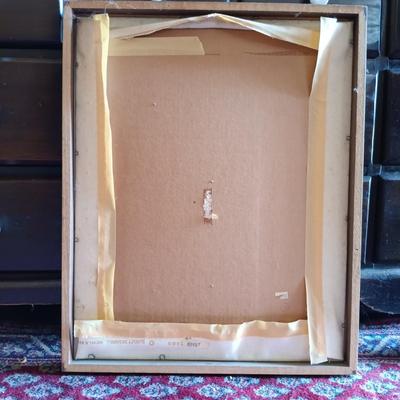 LOT 195: Ansonia Clock Co. Mirror Clock w/ Vintage Crewel Embroidery Waterfall Scene