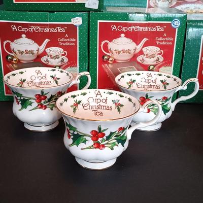 LOT 199: Large Collection of A Cup of Christmas Tea Collectibles w/ Signed Book