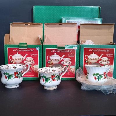 LOT 199: Large Collection of A Cup of Christmas Tea Collectibles w/ Signed Book