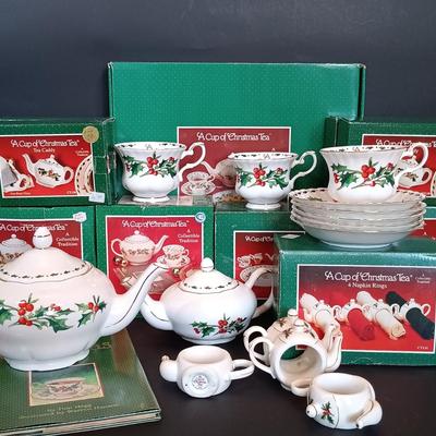 LOT 199: Large Collection of A Cup of Christmas Tea Collectibles w/ Signed Book