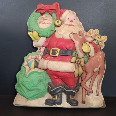 LOT 200: Vintage Santa Blow Mold, Knee Hugger, 50s Style Christmas Kittens Apron & More