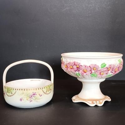 LOT 201: Cranberry Hurricane Glass Lamp, Relpo Pedestal Dish, Valerie Modes Hat & More