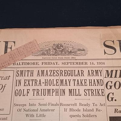 LOT 202: Chicago The Sun 1934 Newspaper with COA, Bond Executive Model Fedora & More