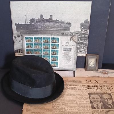 LOT 202: Chicago The Sun 1934 Newspaper with COA, Bond Executive Model Fedora & More