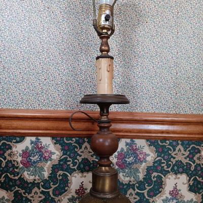 LOT 203: MCM Toleware-Style Student Lamp w/ One Other