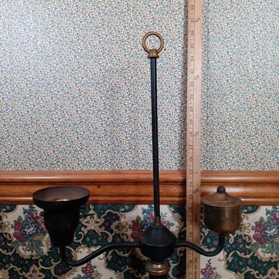 LOT 203: MCM Toleware-Style Student Lamp w/ One Other