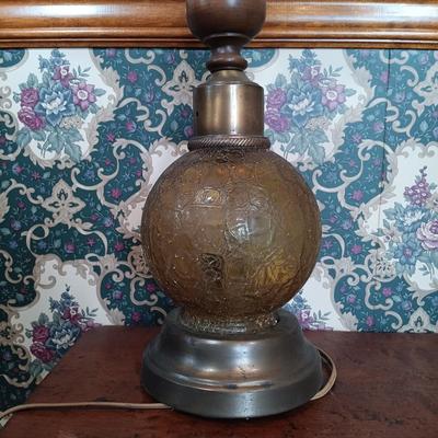 LOT 203: MCM Toleware-Style Student Lamp w/ One Other