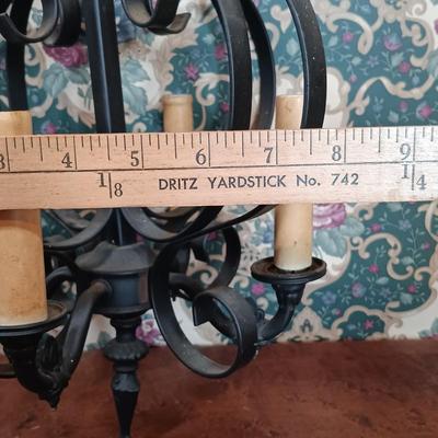 LOT 204: Small French-Style Wrought-Iron and Plastic Chandelier