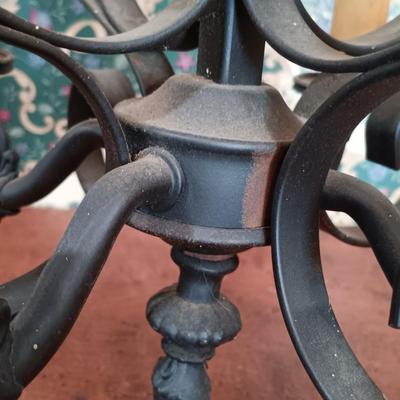 LOT 204: Small French-Style Wrought-Iron and Plastic Chandelier