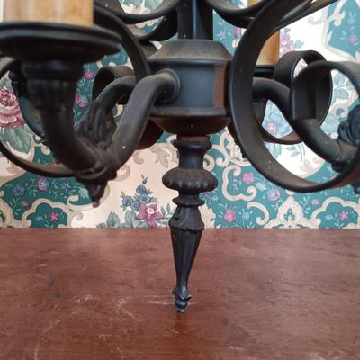 LOT 204: Small French-Style Wrought-Iron and Plastic Chandelier
