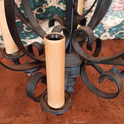 LOT 204: Small French-Style Wrought-Iron and Plastic Chandelier