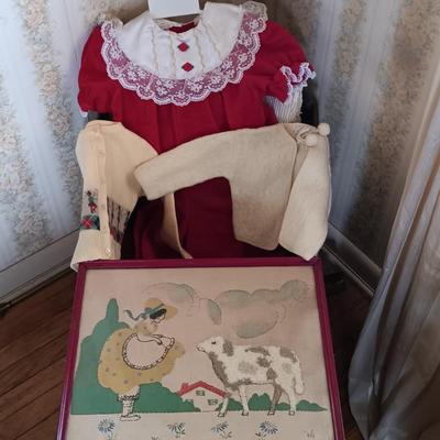 LOT 205: Vintage Baby Clothes, Wooden Cradle & More