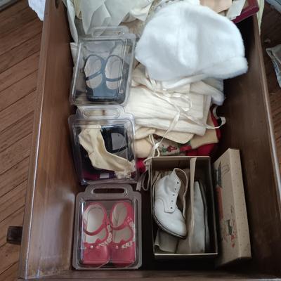 LOT 205: Vintage Baby Clothes, Wooden Cradle & More