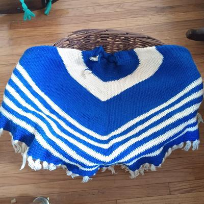 LOT 206: Vintage Crocheted Wraps, Ponchos, Capes in a Large Basket
