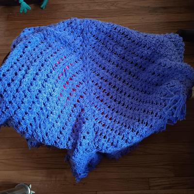 LOT 206: Vintage Crocheted Wraps, Ponchos, Capes in a Large Basket