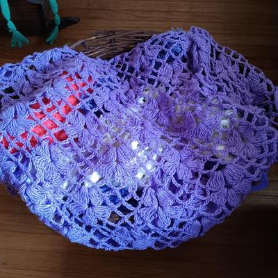 LOT 206: Vintage Crocheted Wraps, Ponchos, Capes in a Large Basket