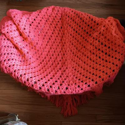 LOT 206: Vintage Crocheted Wraps, Ponchos, Capes in a Large Basket