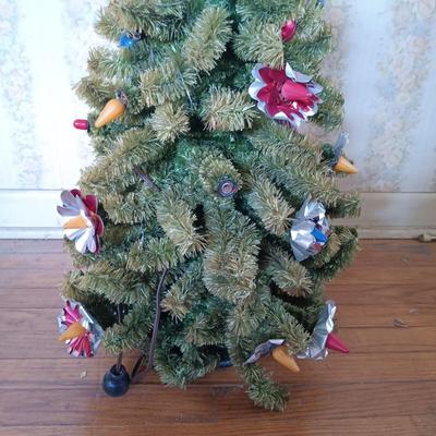 LOT 207: Vintage MCM 30" Christmas Tree with Ornaments, Plasco Plastic Mini Christmas Tree & More