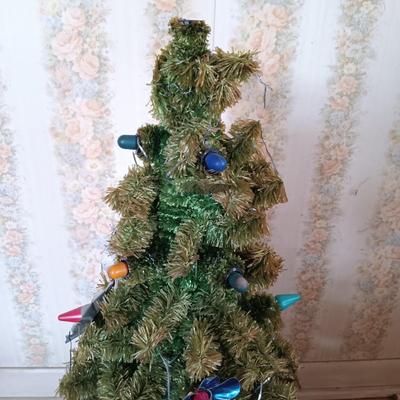 LOT 207: Vintage MCM 30" Christmas Tree with Ornaments, Plasco Plastic Mini Christmas Tree & More