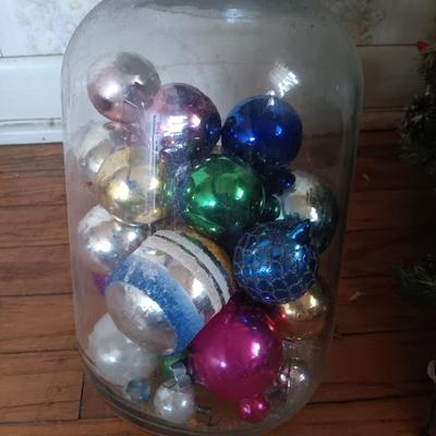 LOT 207: Vintage MCM 30" Christmas Tree with Ornaments, Plasco Plastic Mini Christmas Tree & More